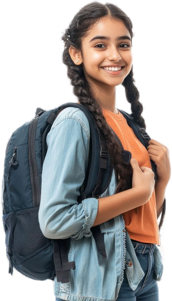 Smiling young student with a school bag, ready to learn